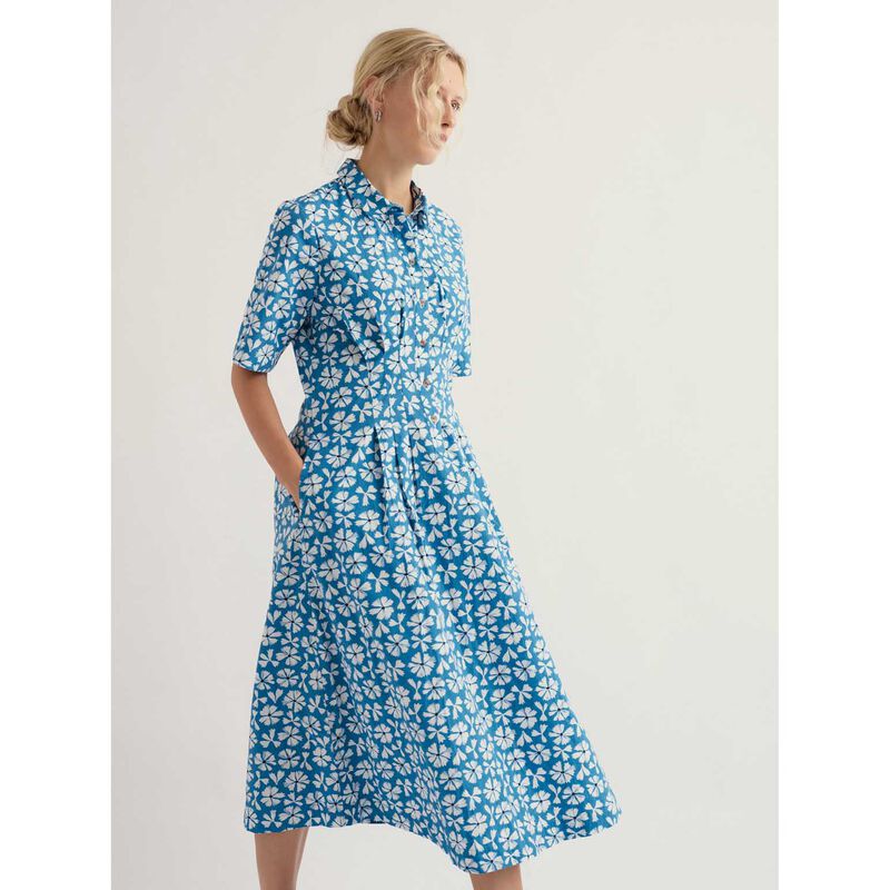 Seasalt Cornwall Wild Liquorice Dress Bold Cornflower Sailboats image number 3